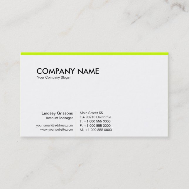 Carte De Visite PurePro No11 Vibrant Green (Devant)