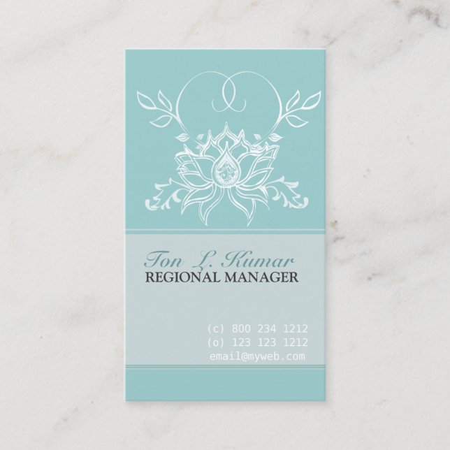 Carte De Visite Pureté turquoise pâle blanche professionnelle de (Devant)