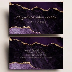 Carte De Visite Purple Agate Gold Parties scintillant Luxe