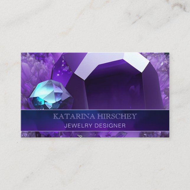 Carte De Visite Purple Amethyst Crystal Gemstone Luxe Élégance (Devant)