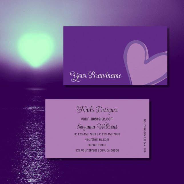 Carte De Visite Purple avec un magnifique Lilac Coeur mignonne et  (Créateur téléchargé)