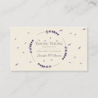 Carte De Visite Purple beige Lavender Circle Frame Essential Oils