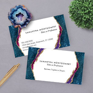 Carte De Visite Purple Blue Aqua Gold Veins Agate Professionnel