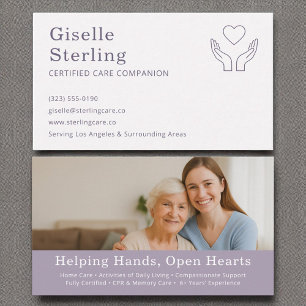 Carte De Visite Purple Caregider et Senior Companion Photo
