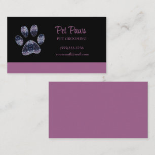 Carte De Visite Purple Chien Paw sur le service de toilettage pour