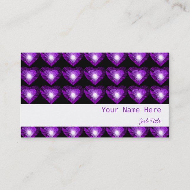 Carte De Visite Purple Coeur 'coeurs' blanc rayé noir (Devant)