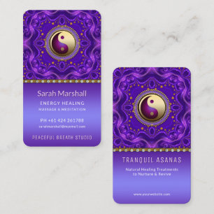 Carte De Visite Purple Gold Mandala Tranquille Balance Holistique
