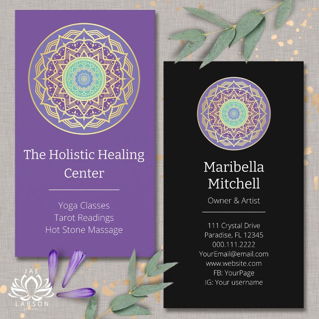 Carte De Visite Purple Indigo Gold Turquoise Mandala Metaphysical (Créateur téléchargé)