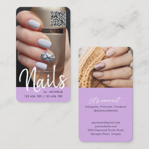 Carte De Visite Purple Modern chic code QR ongles photo