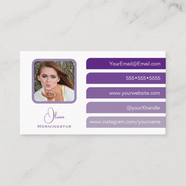 Carte De Visite Purple moderne 5 couleurs Onglets sociaux (Devant)