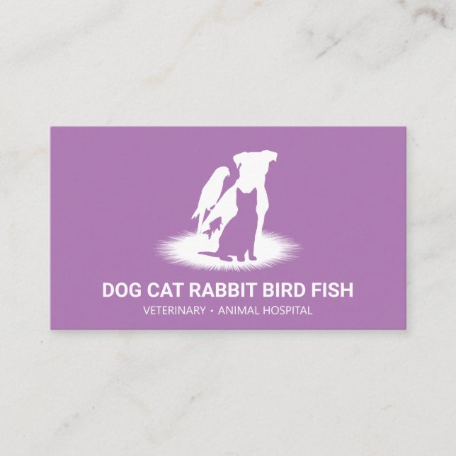 Carte De Visite Purple Pet Store Boutique chat chien oiseau lapin  (Devant)