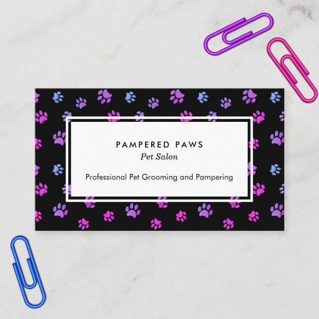 Carte De Visite Purple Pink Blue Empreintes de pattes Professionne (Créateur téléchargé)