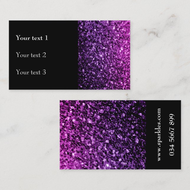 Carte De Visite Purple Pink ombre brillant parties scintillant sci (Devant / Derrière)