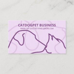 Carte De Visite PURPLE Qr Code Logo Chiens Chats Animaux