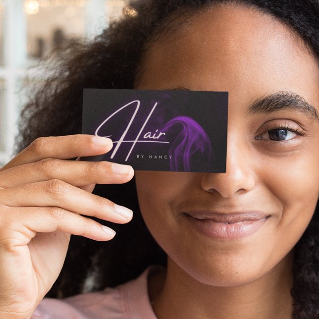 Carte De Visite Purple Smoke Neon Hair Salon (Créateur téléchargé)