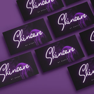 Carte De Visite Purple Smople Neon Skincare Script