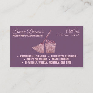 Carte De Visite Purple Tones Nettoyage Maid Flamme Janitorial