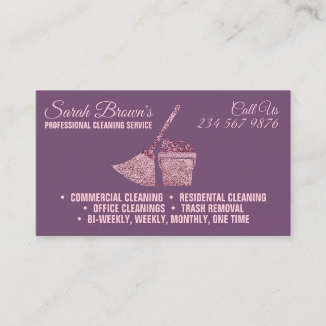 Carte De Visite Purple Tones Nettoyage Maid Flamme Janitorial (Devant)