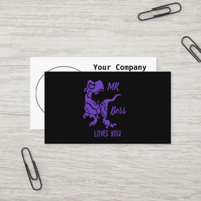 Carte De Visite Purple Trex le Boss Dino (Devant/Arrière en situation)