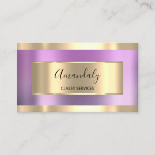 Carte De Visite Purple Violet Gold Professionnel Maquillage Nails