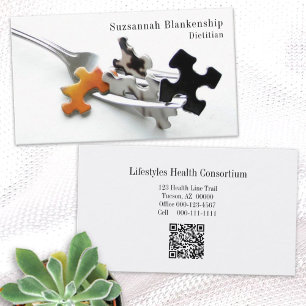 Carte De Visite Puzzle on Fork Tines QR Code Health Professional