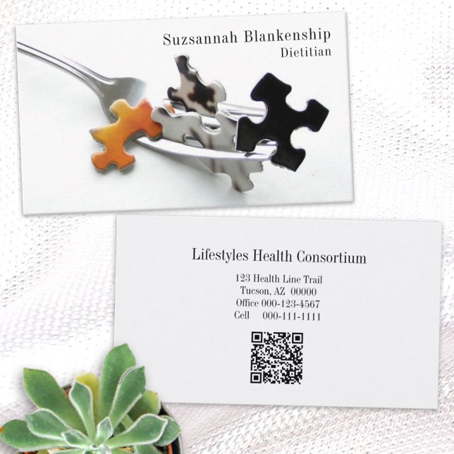 Carte De Visite Puzzle sur les vignes de fourche Code QR Professio (Créateur téléchargé)