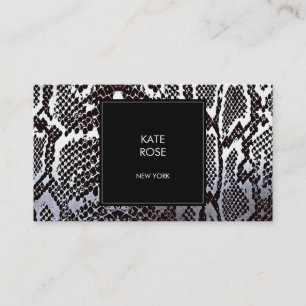 Carte De Visite Python Serpent à peau Noir Argent Blanc Glam Vip