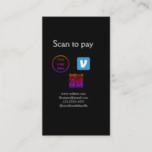 Carte De Visite Q R code venmo scanner pour payer ajouter le logo 