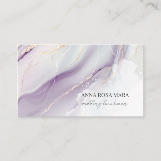 Carte De Visite *~* QR Agate Lavender White Gold Parties scintilla (Devant)