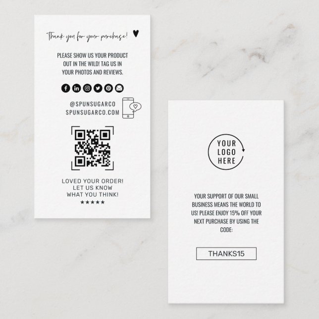 Carte De Visite QR - Analyse du code Revoir | Merci produit (Devant / Derrière)
