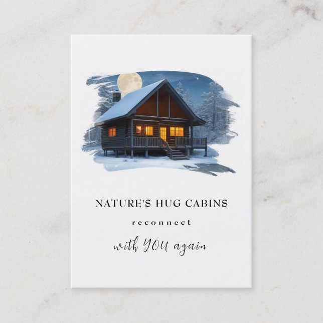 Carte De Visite *~* QR AP49 Hiver Snowy Rustic Cabine chalet (Devant)