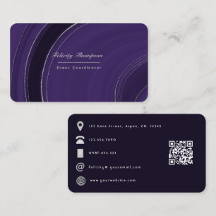 Carte de visite QR Code Agate Violet et Argent