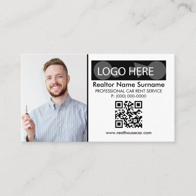 Carte De Visite Qr code Ajouter Photo Insérer Logo Louer une voitu (Devant)