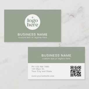 Carte de visite QR Code avec logo vert moderne