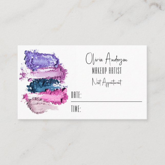 Carte De Visite QR Code Beauty Swatch Maquillage Artiste Rendez-vo (Devant)