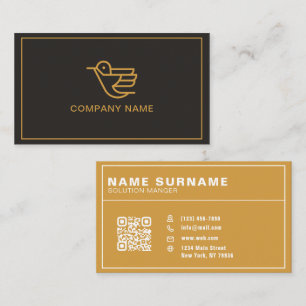 Carte De Visite QR Code Black et Gold Modern Professional