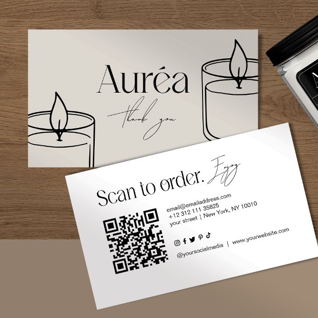 Carte de visite QR Code Bougie Moderne (Créateur téléchargé)