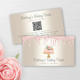 Carte De Visite QR Code Boulangerie Blush Rose Parties scintillant