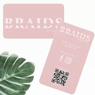 Carte De Visite QR Code Braids Beauté Salon Braiding Coiffeuse
