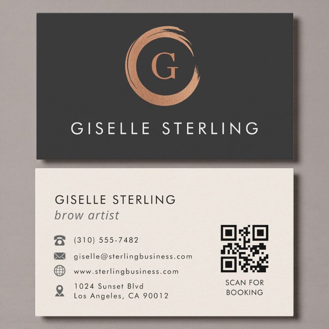 Carte De Visite QR Code Brow Artist Modern Minimalist (Créateur téléchargé)