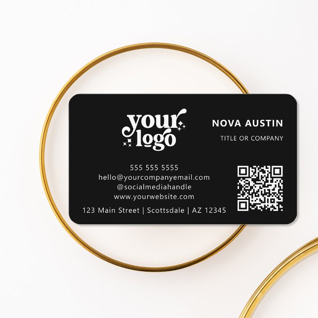 Carte De Visite QR Code Business Logo Professionnel Moderne Noir (Créateur téléchargé)