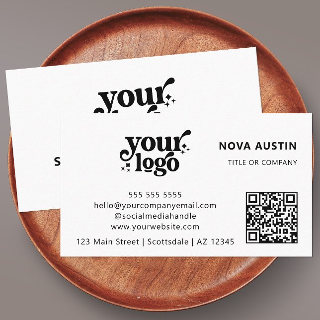 Carte De Visite QR Code Business Logo Professionnel Moderne Noir (Créateur téléchargé)