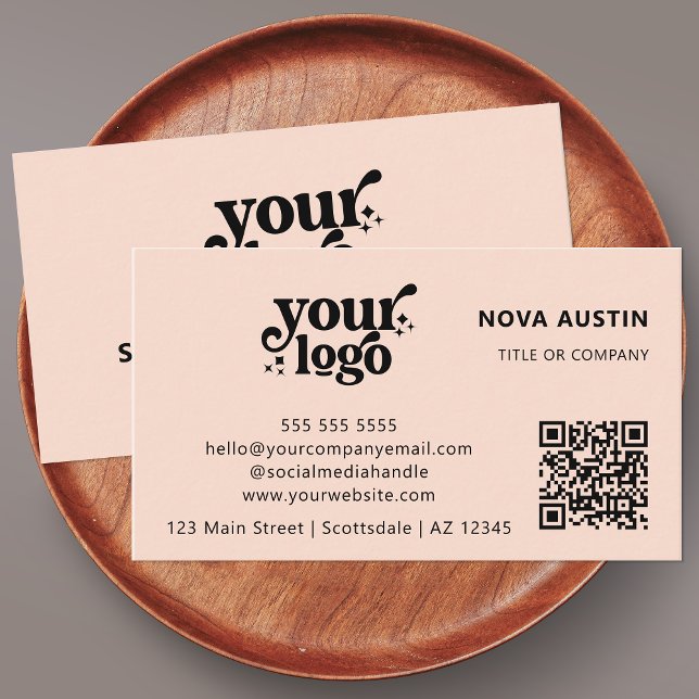 Carte De Visite QR Code Business Logo Professionnel Moderne Rose (Créateur téléchargé)