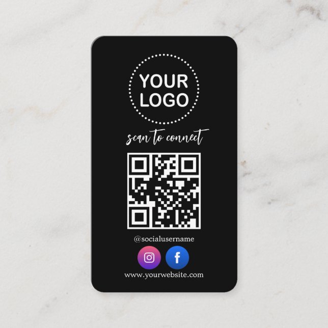 Carte De Visite QR Code Business Logo Social Media Professionnel (Devant)