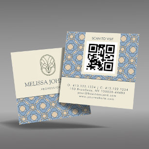 Carte de visite QR Code Carré Art Déco Moderne