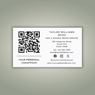 Carte De Visite QR Code Chauffeur Service Taxi Conducteur Médias s