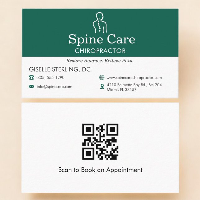 Carte De Visite QR Code Chiropractor Spine Care Office Icon (Créateur téléchargé)