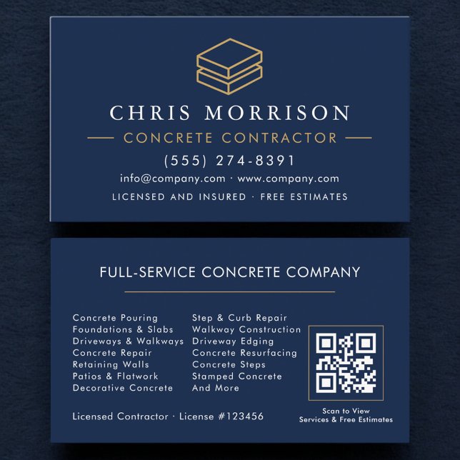 Carte De Visite QR Code Concrete Construction Services (Créateur téléchargé)