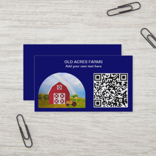 Carte De Visite QR Code Country Farm Red Barne Blue Sky Nom
