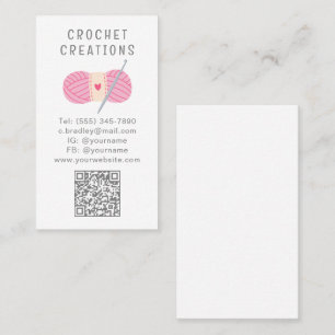 Carte de visite QR Code Crochet Fil Rose Entrepris